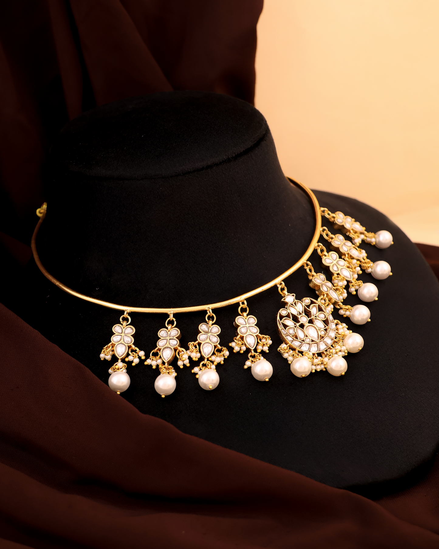 Chandrika White Pearl Jadau Choker