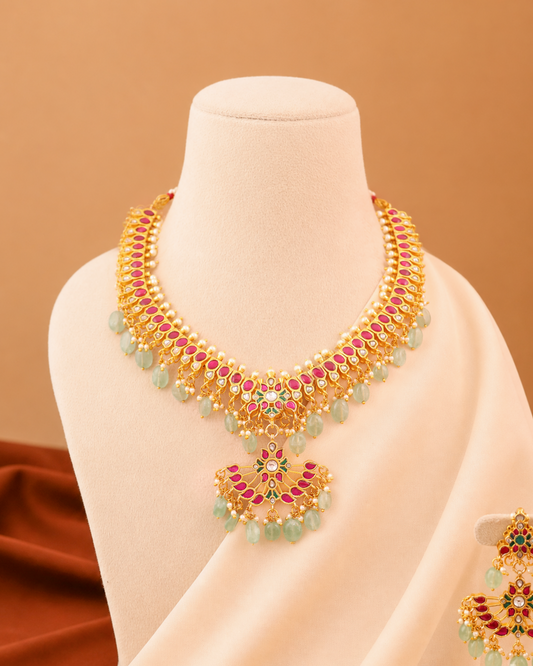 Mayura Jadau Kundan Necklace Set