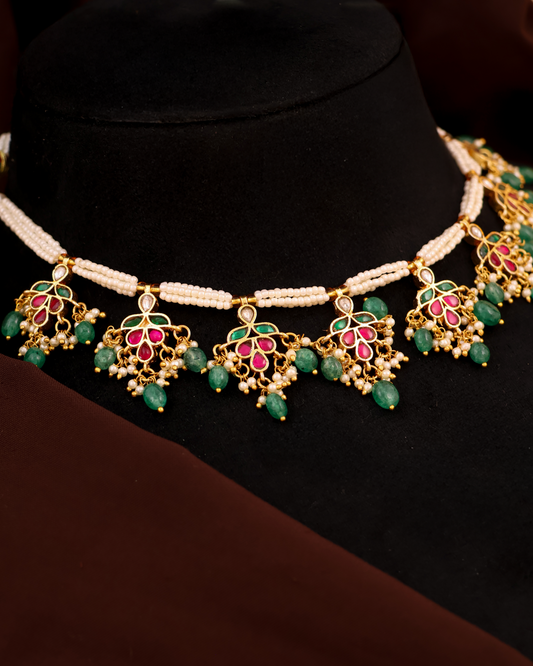 Rajsi Emerald Jadau Choker Set