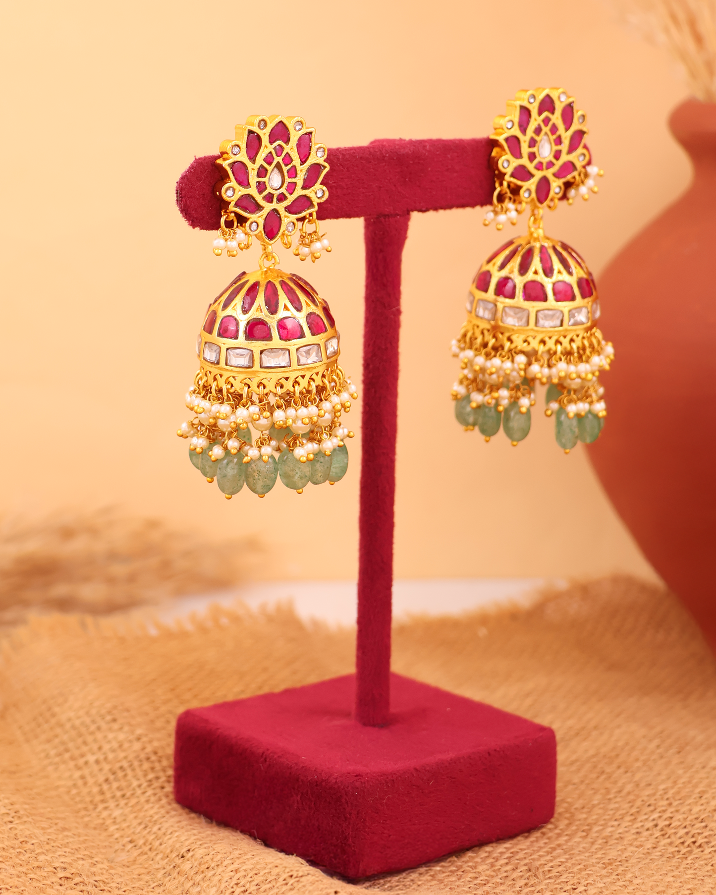 Lotus Jhumka Earrings