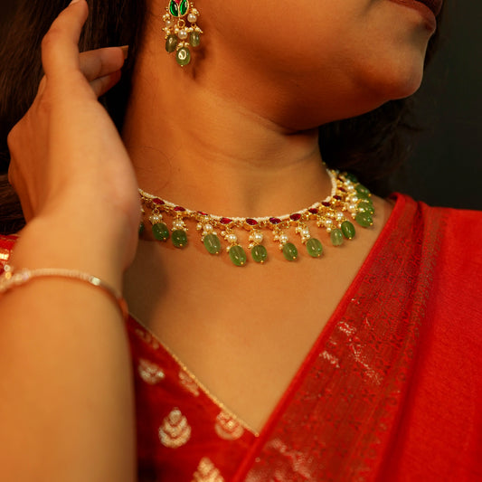Pearl Drop Jadau Kundan Necklace Set