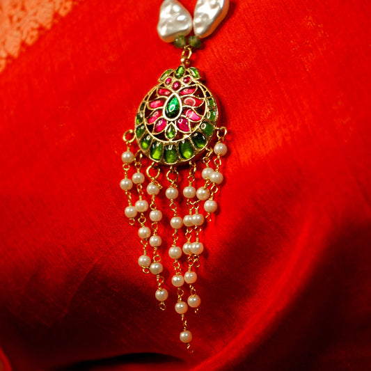 Rajmoti Pendant Jadau Kundan Necklace