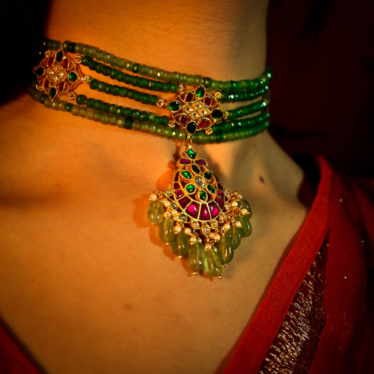 Emerald Beeds Jadau Choker