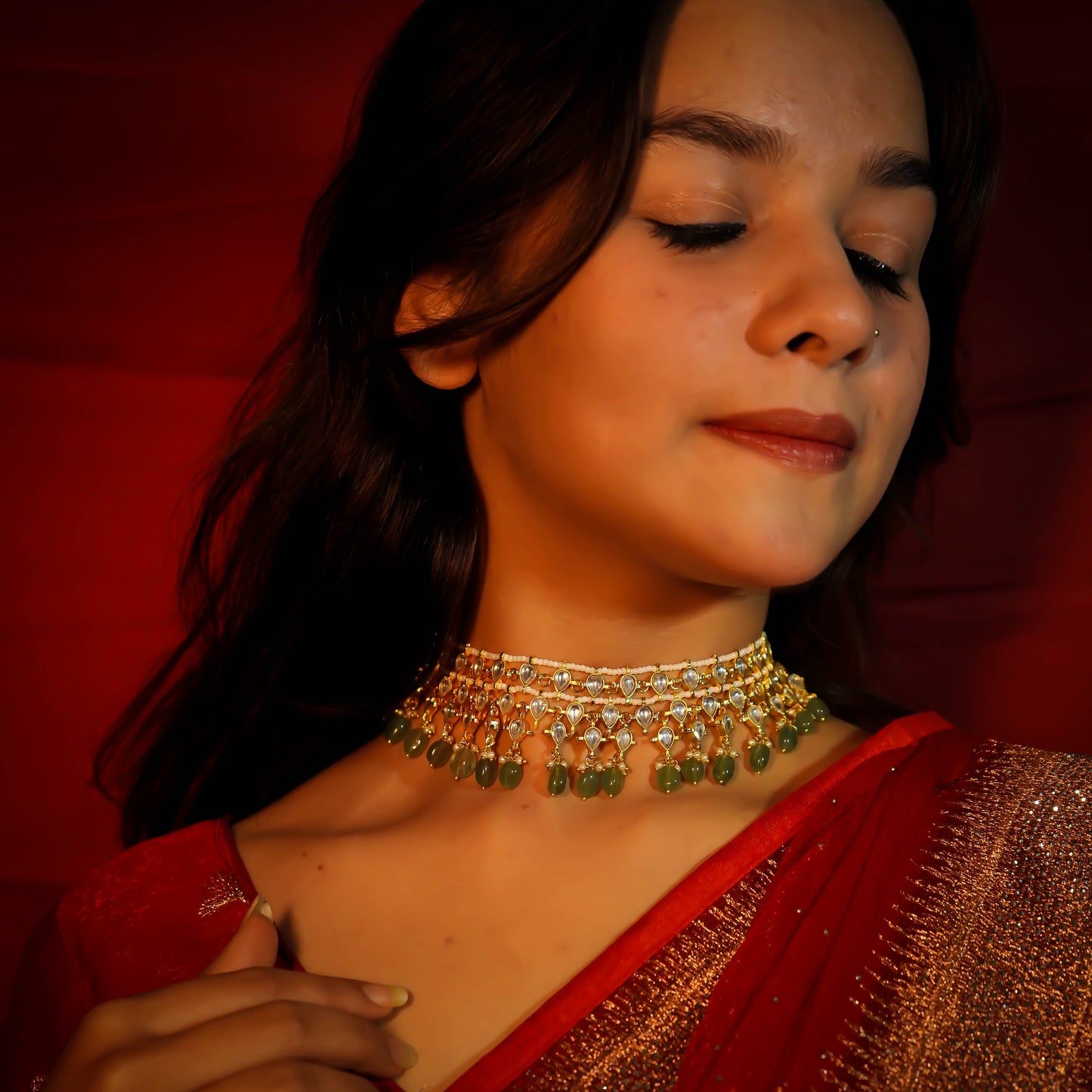 Emerald Raagini Jadau Choker