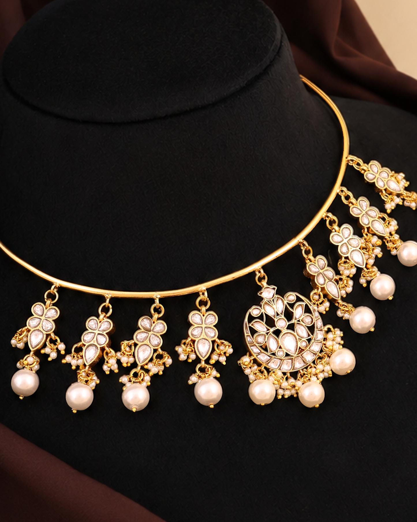 Chandrika White Pearl Jadau Choker