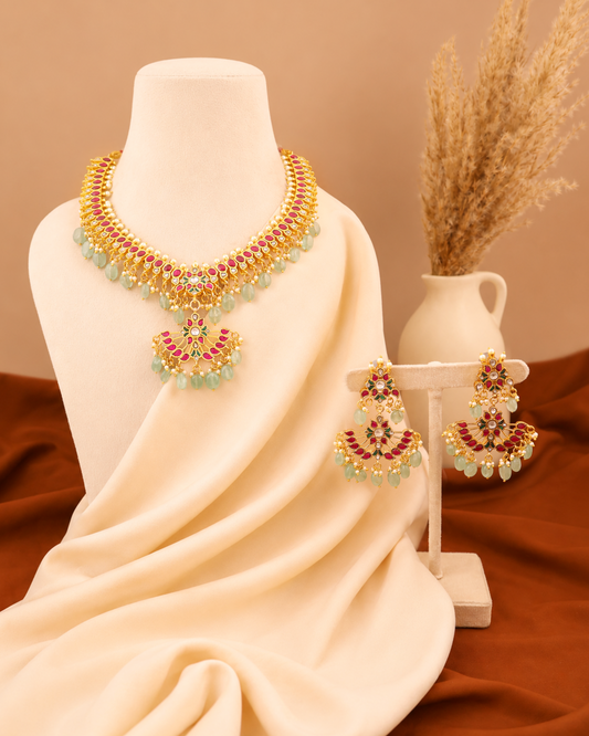Mayura Jadau Kundan Necklace Set