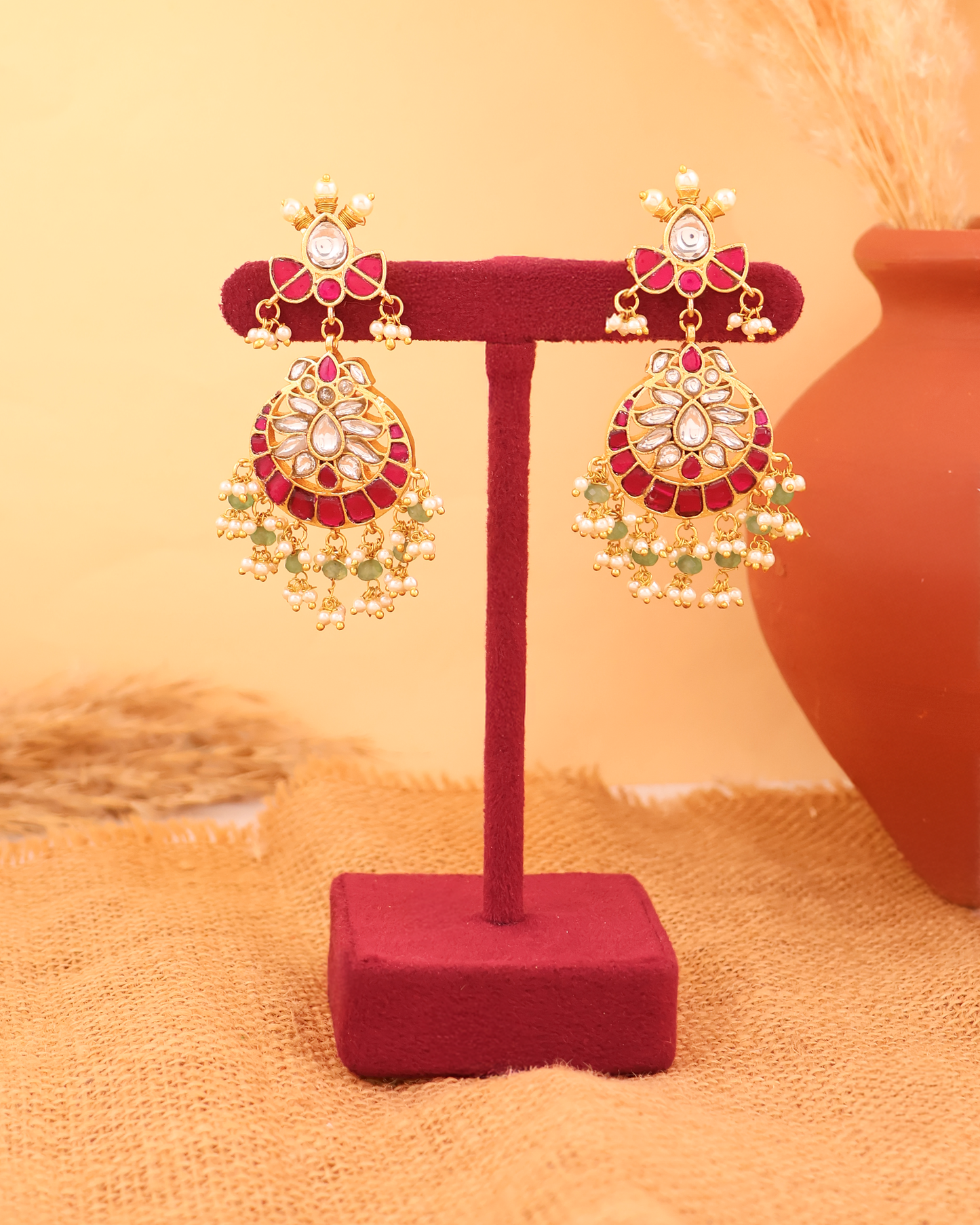 Pink Pearl Chandbalis Earrings