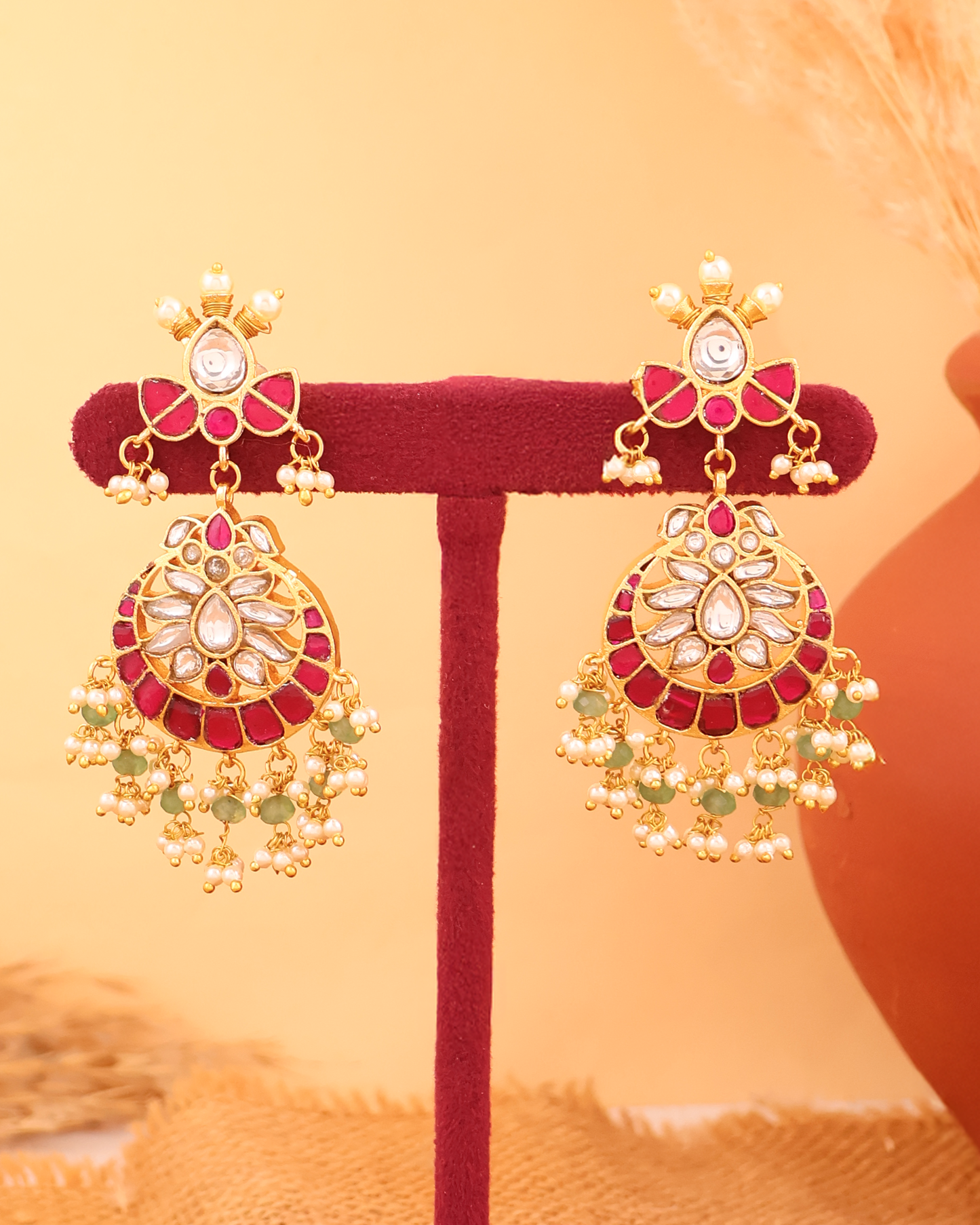 Pink Pearl Chandbalis Earrings