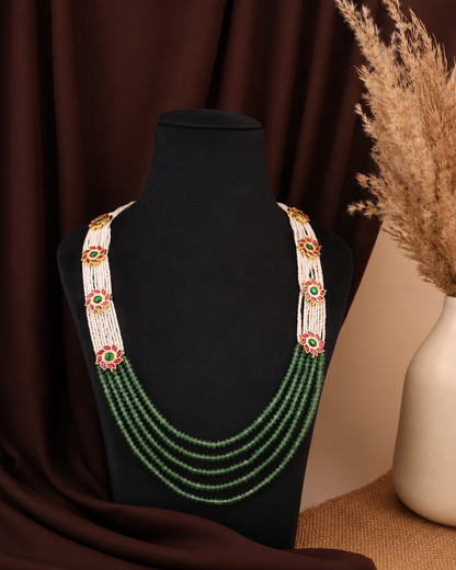 Emerald Pearl Jadau Mala Necklace