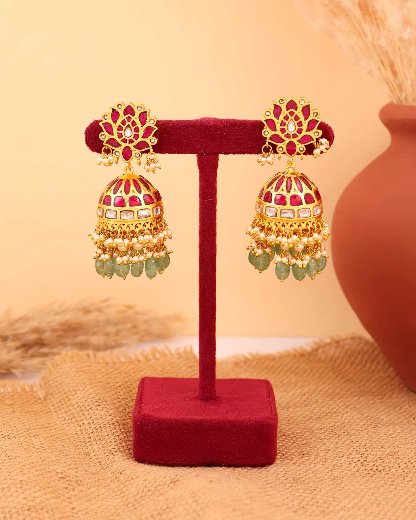 Lotus Jhumka Earrings