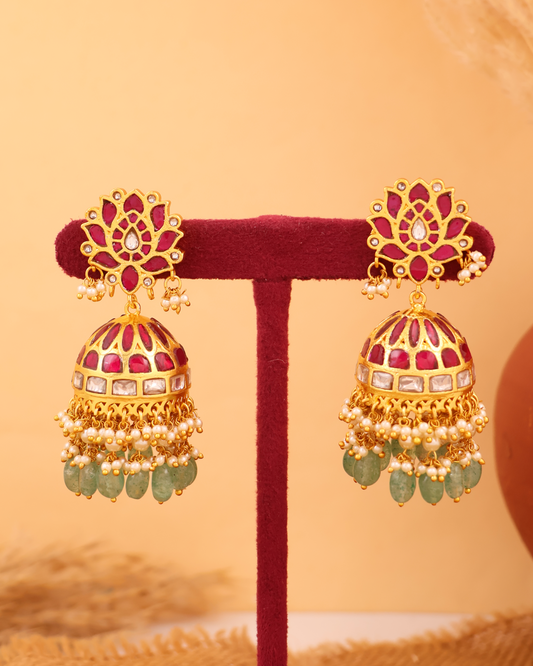 Lotus Jhumka Earrings