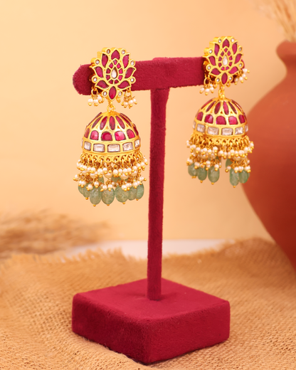 Lotus Jhumka Earrings