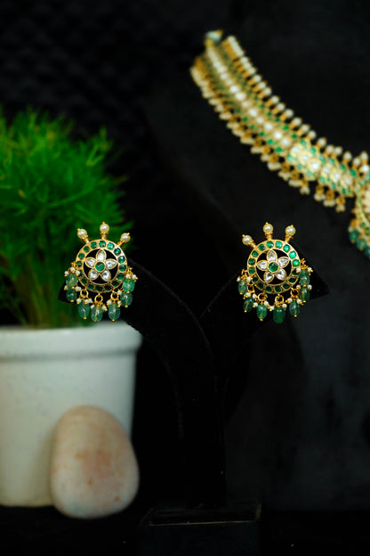 Jadau Kundan Beautiful luxury Green Necklace set