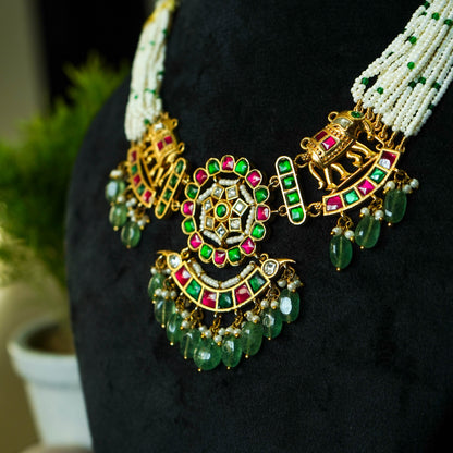 Manikya Pushpa Jadau Kundan Necklace Set