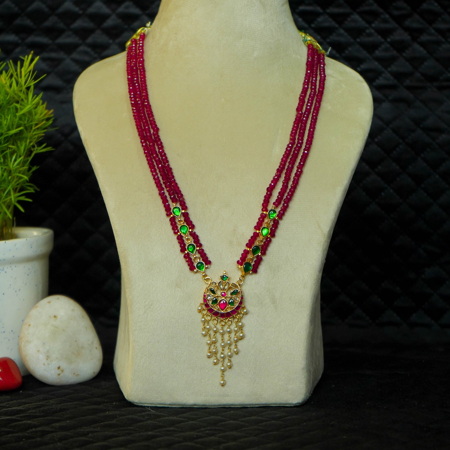 Padma Manika  Triple Beads Necklace Set