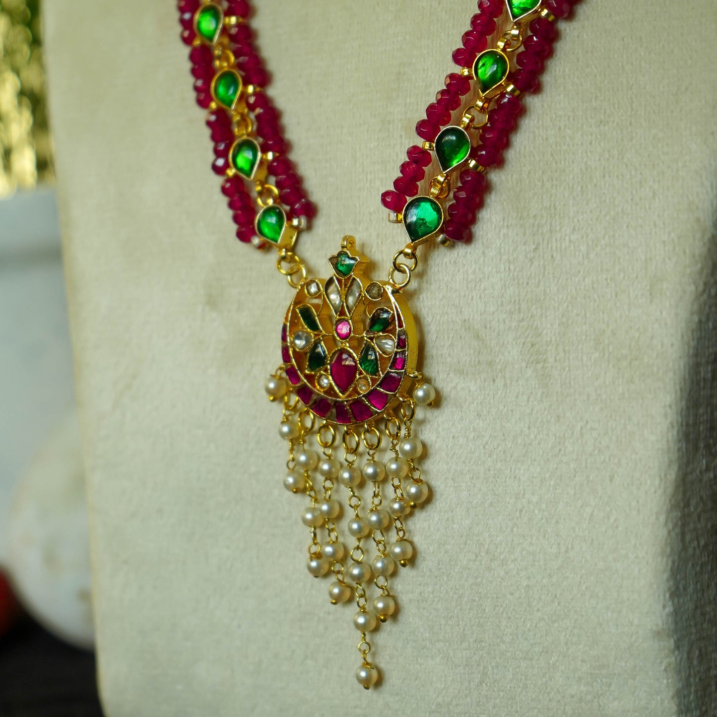 Padma Manika  Triple Beads Necklace Set