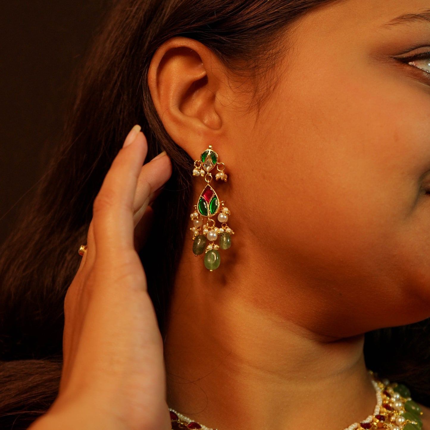 Pearl Drop Jadau Kundan Necklace Set