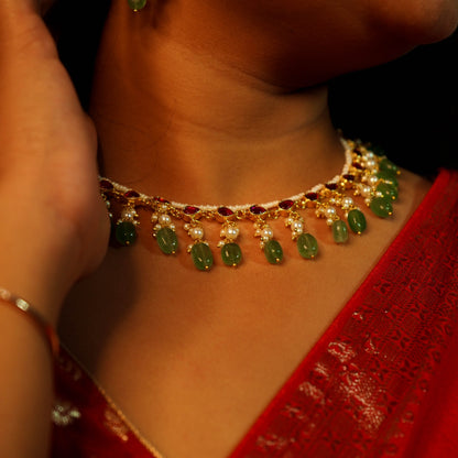 Pearl Drop Jadau Kundan Necklace Set