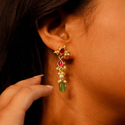 Emerald Pearl Grace Jadau Kundan Necklace Set