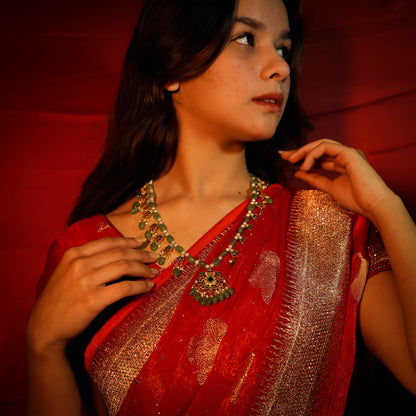 Emerald Vistara Jadau Kundan Necklace