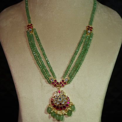 Royal Green Bead Pendant  Necklace