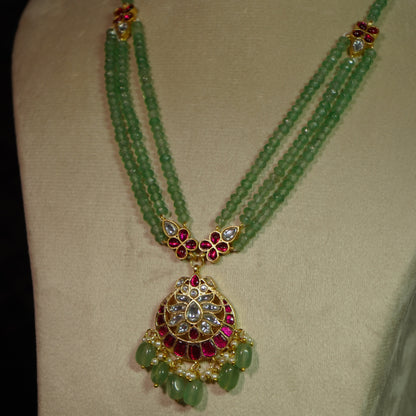 Royal Green Bead Pendant  Necklace