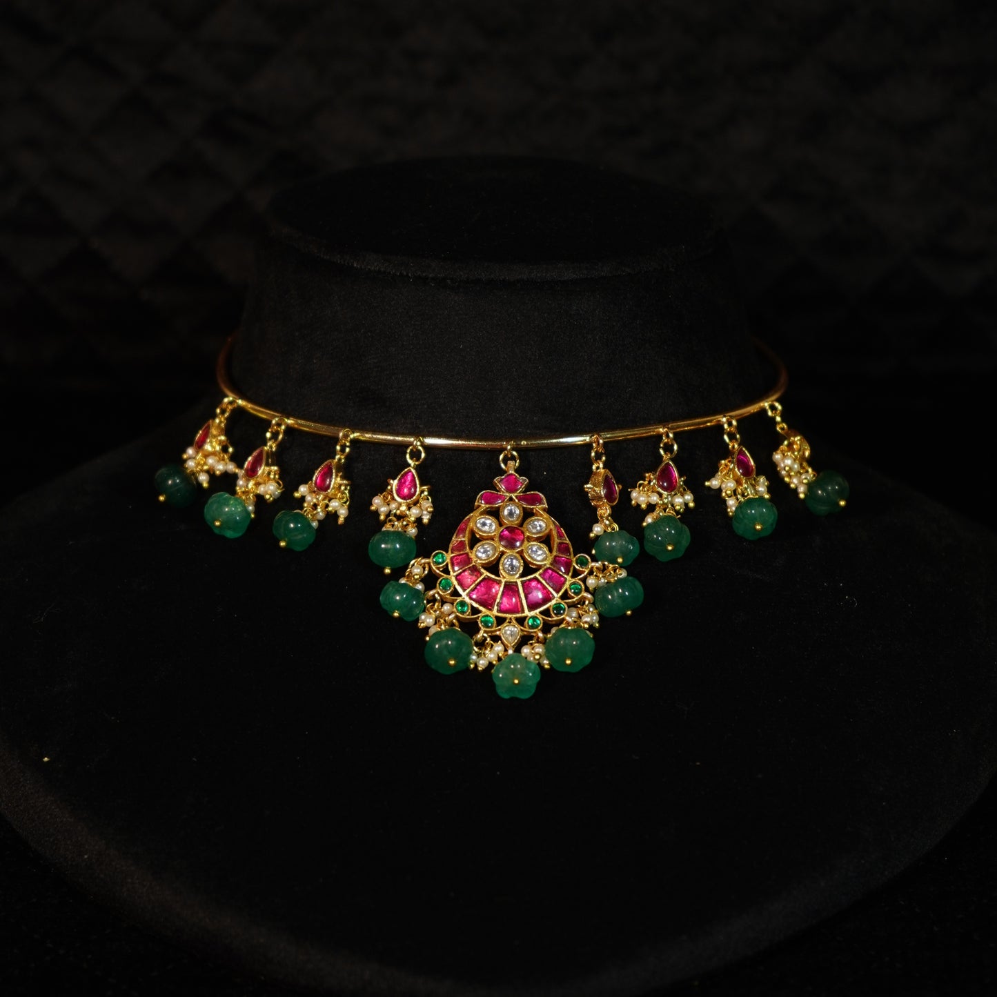 Royal Ruby Floral Drop Choker