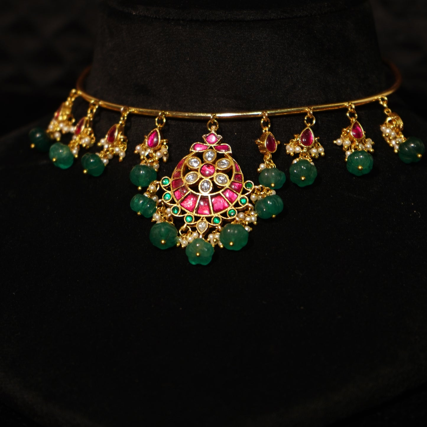 Royal Ruby Floral Drop Choker