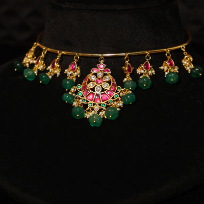Royal Ruby Floral Drop Choker