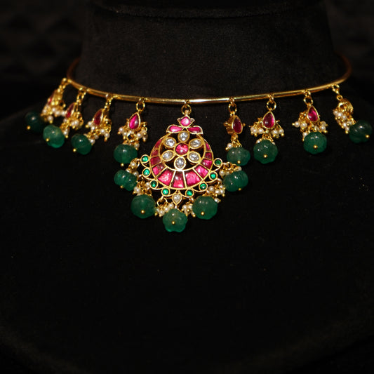 Royal Ruby Floral Drop Choker