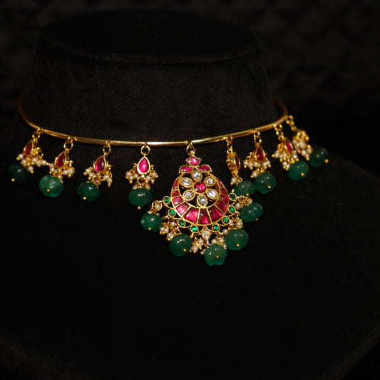 Royal Ruby Floral Drop Choker