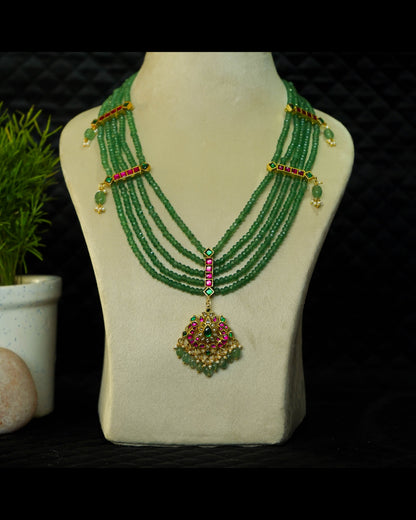 Emerald Leela Haar Jadau Kundan Neclace Set