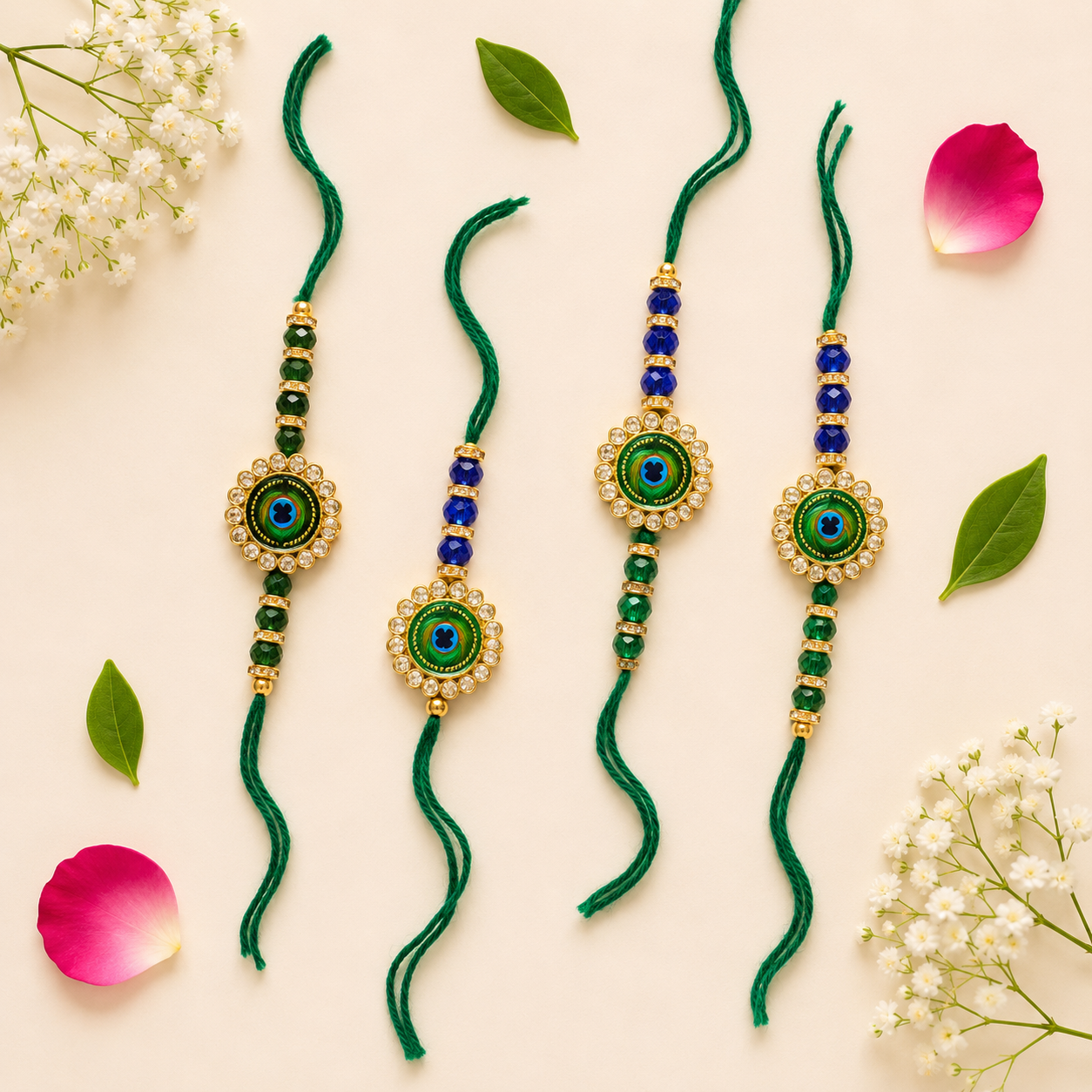 Beautiful Bhaiya Bhabhi Rakhi Set (4 Set)