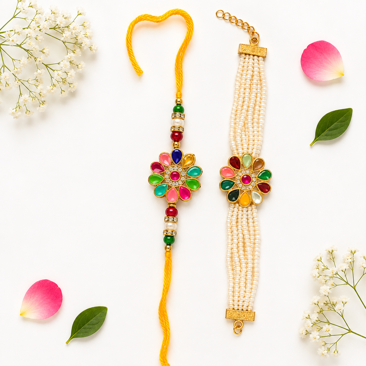 Flower Bhaiya Bhabhi Rakhi Set
